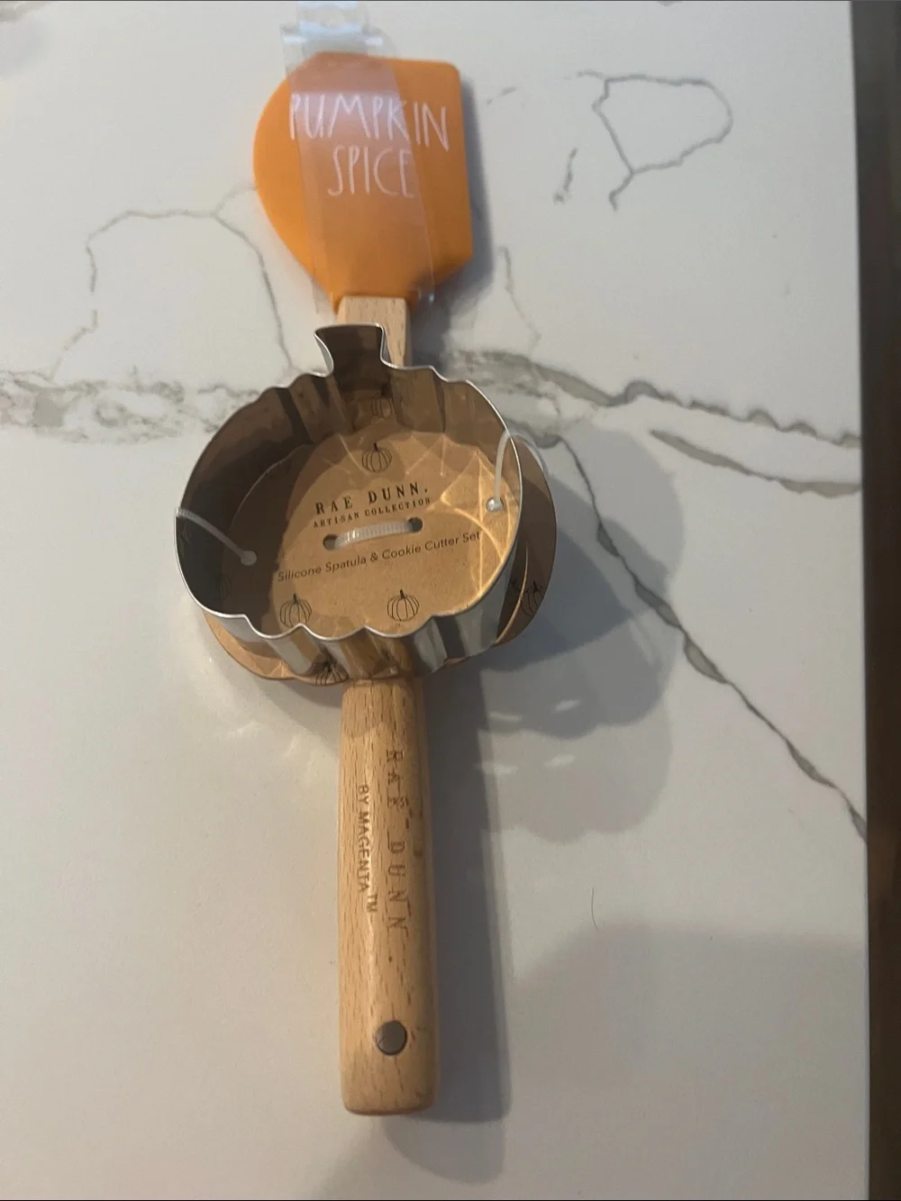 Rae Dunn Pumpkin Spice Silicone Spatula & Cookie Cutter Set - Orange